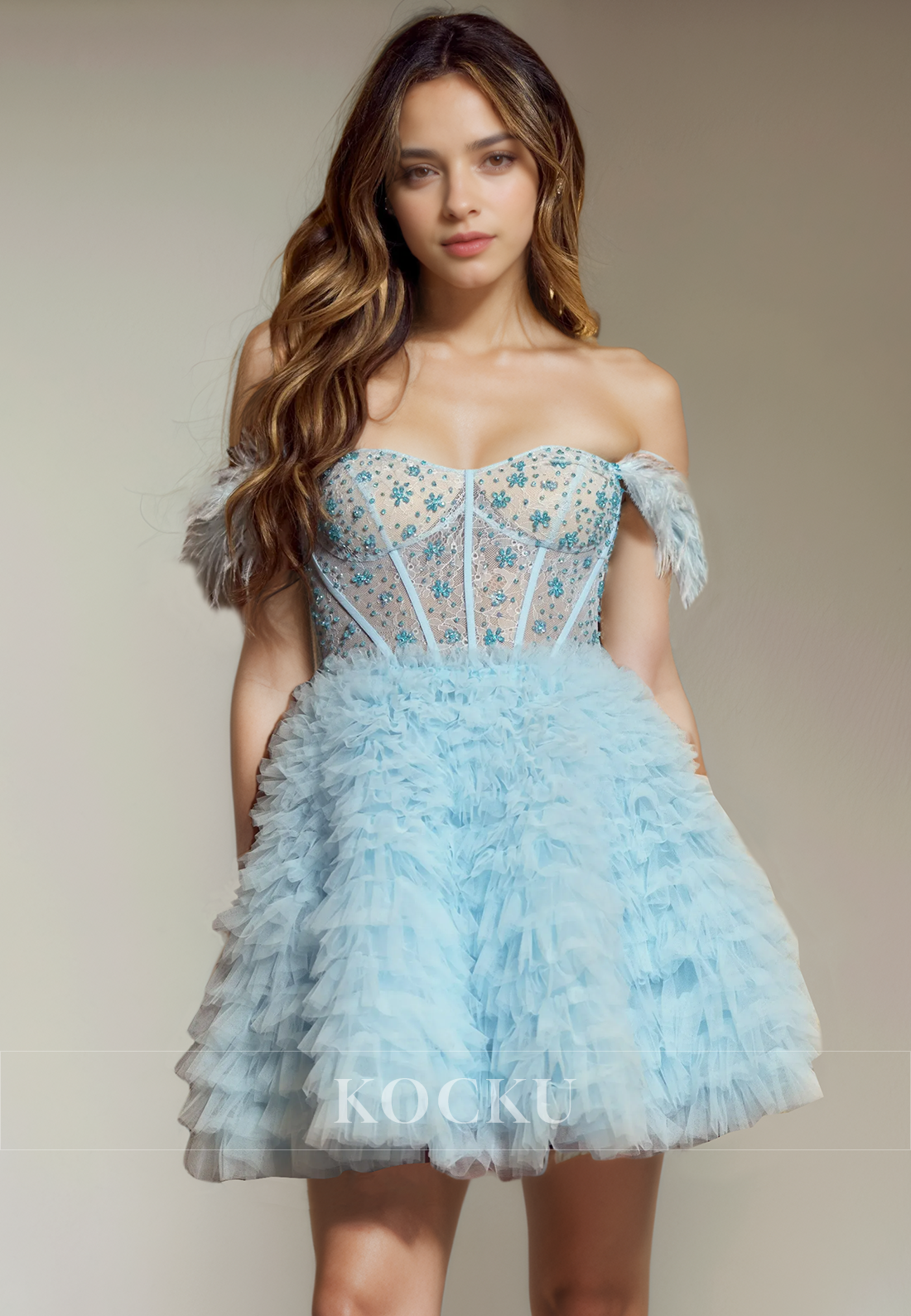 Gorgeous & Charming Off-Shoulder A-Line Rhinestone Party Homecoming Dress