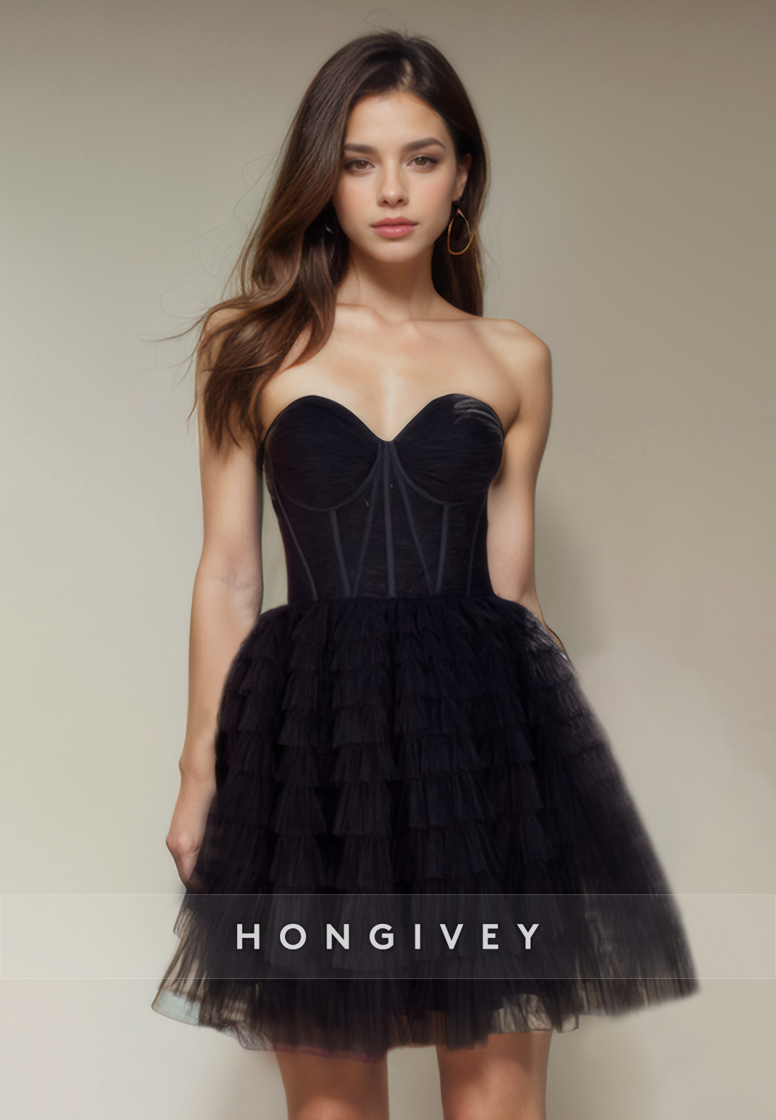 Tulle A-Line Sweetheart Strapless Short Party Homecoming Dress