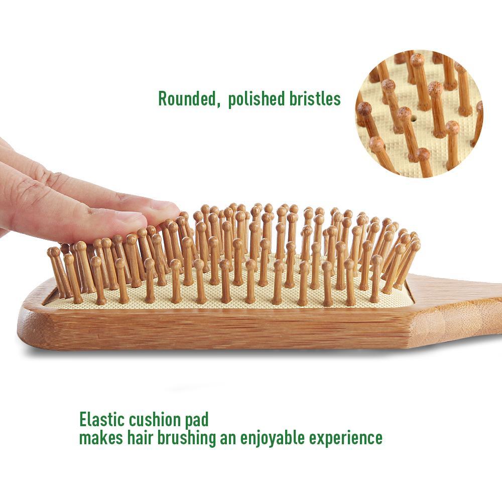 Natural Bamboo Bristle Hair Brush Square Large