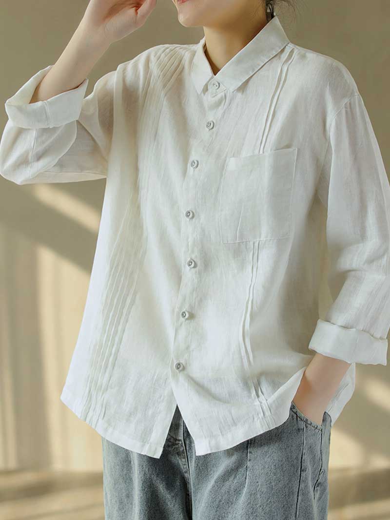 Touch of Soul Square Collar Pleated Shirt