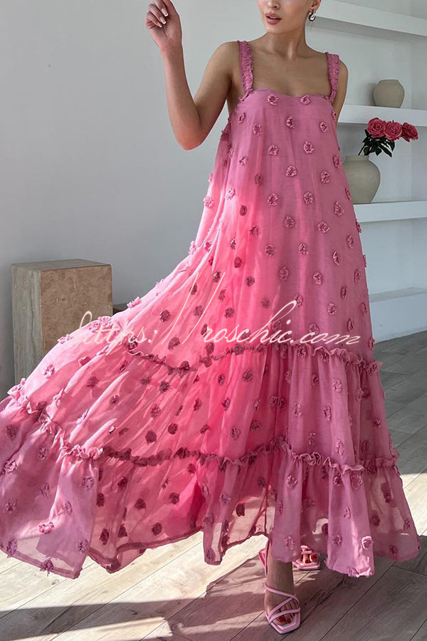 Pretty Lady Flower Decor A-line Layered Loose Maxi Dress - Fashionpara