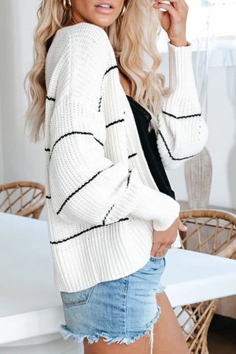 Striped Loose White Cardigan (4 Colors)