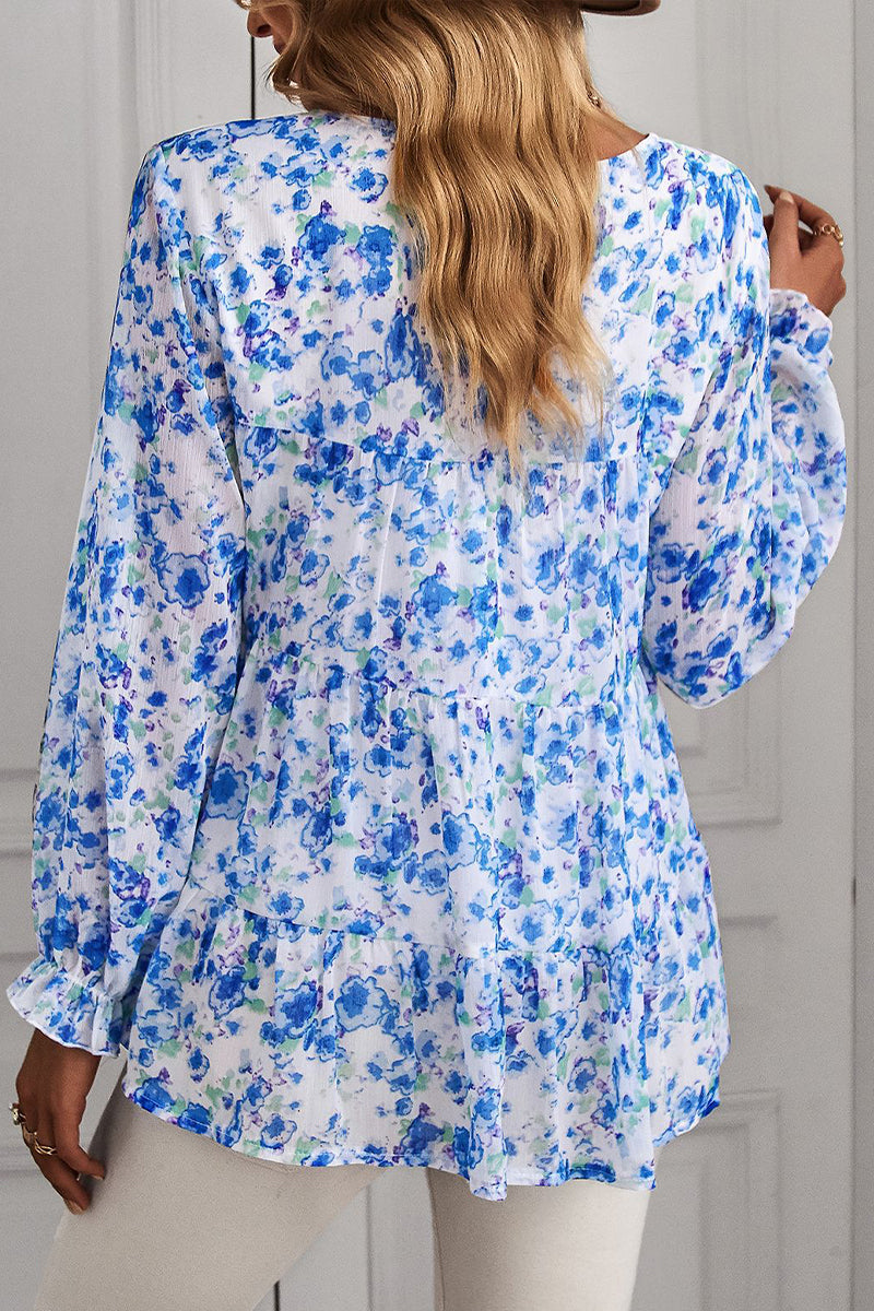 Round Neck Floral Loose Top