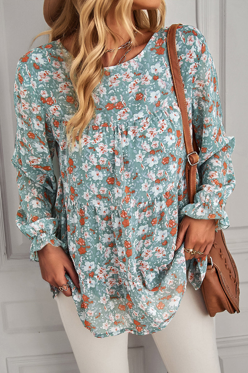 Round Neck Floral Loose Top