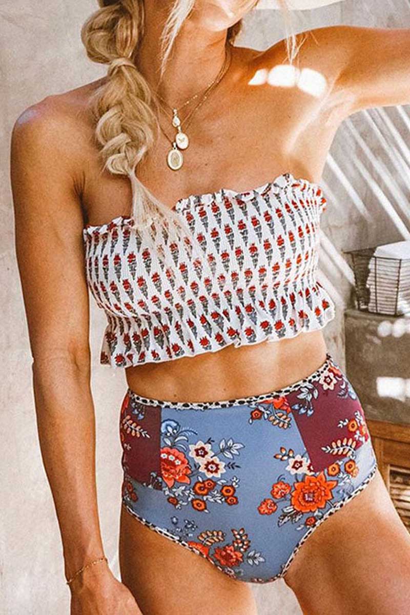 Floral Sleeveless Bikini Two Piece Swimsuit