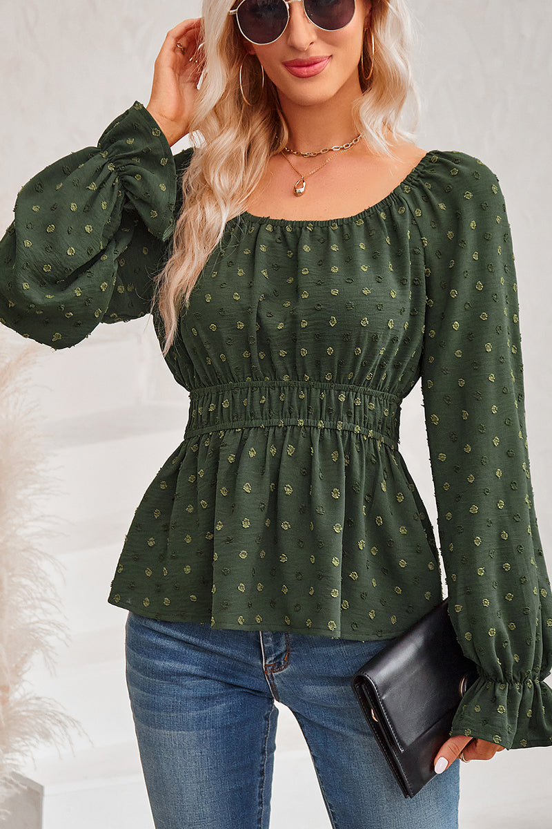 Round Neck Ruffle Sleeve Top