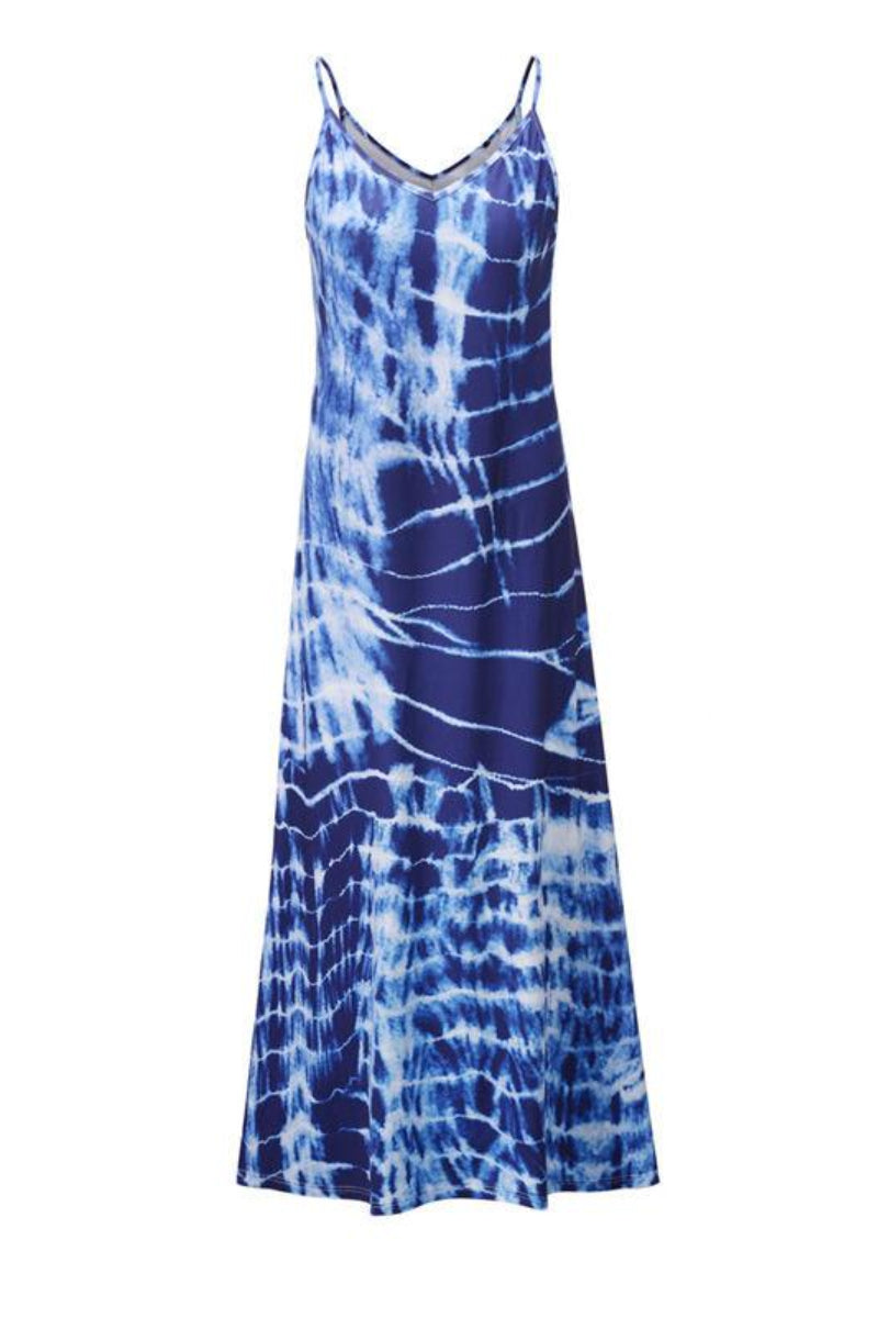 Tie Dye Stripe Casual Plus Size Maxi Dress