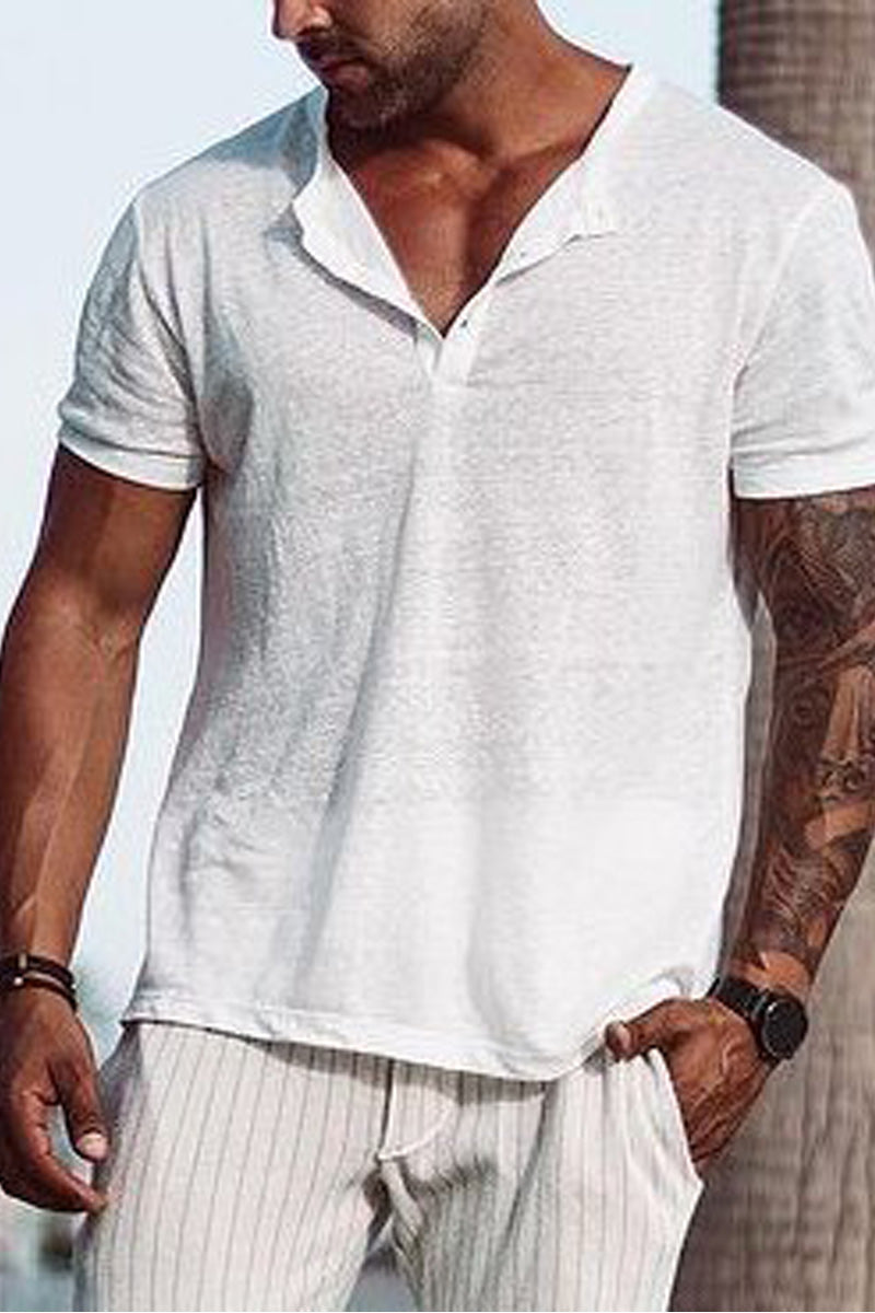 Hawaiian Deep V-Neck Short-Sleeved Shirt