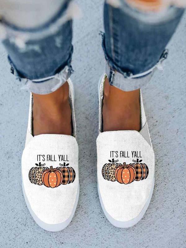 Halloween Pumpkin Print Slip On Canvas Sneakers