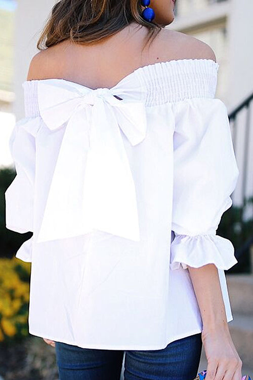 Off the Shoulder Bowknot Blouse