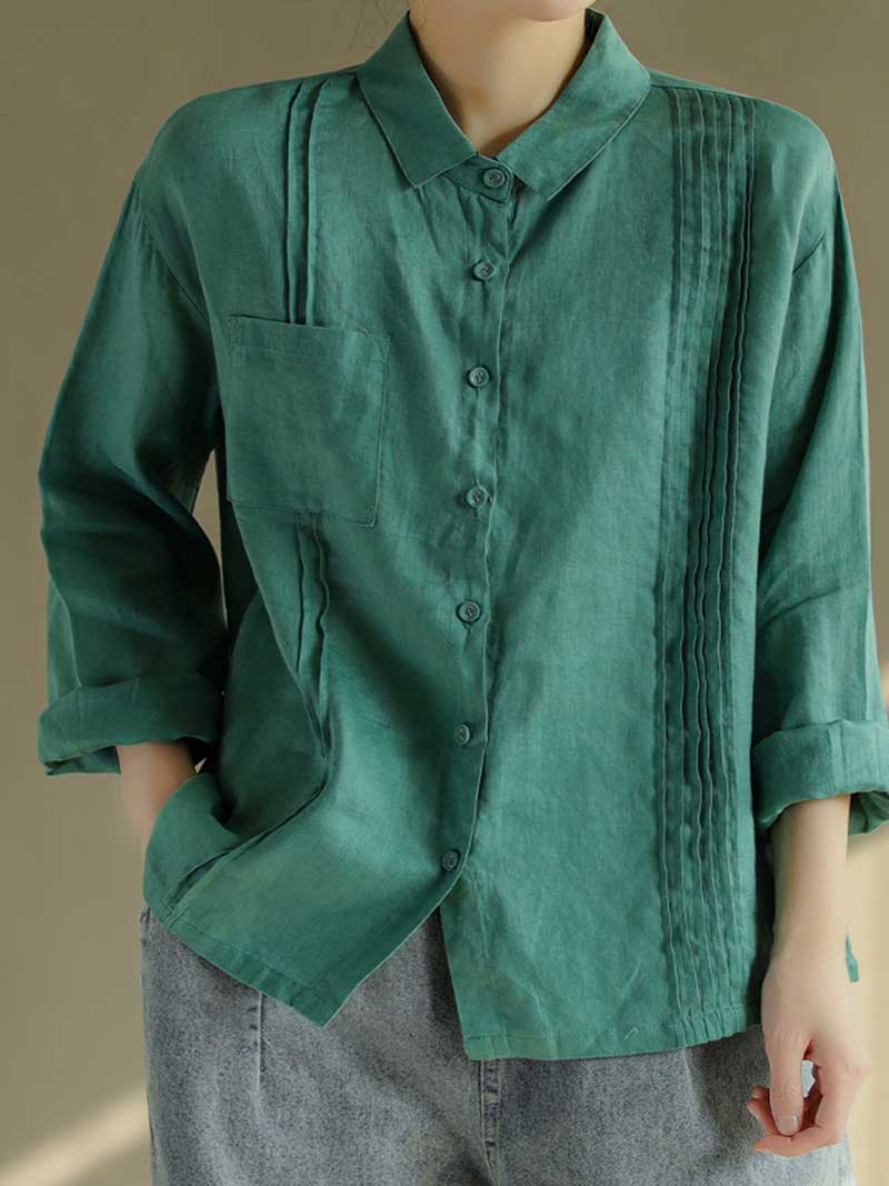 Touch of Soul Square Collar Pleated Shirt