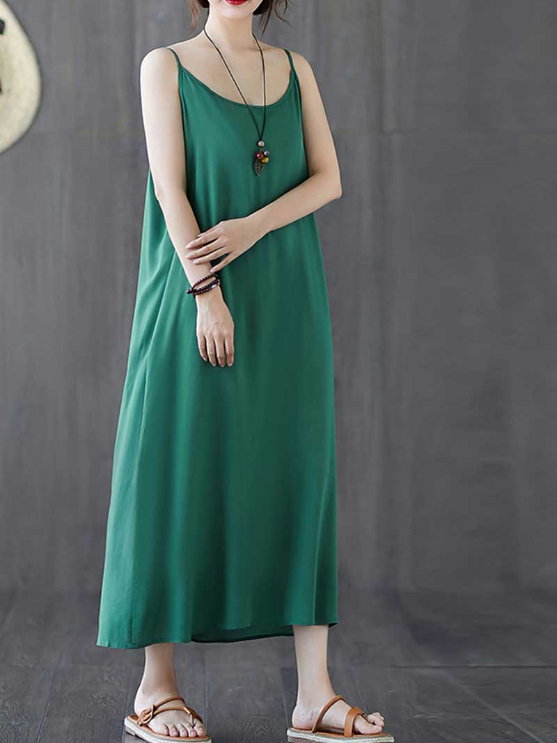 Plain Cotton Slip Dress - Fashionpara