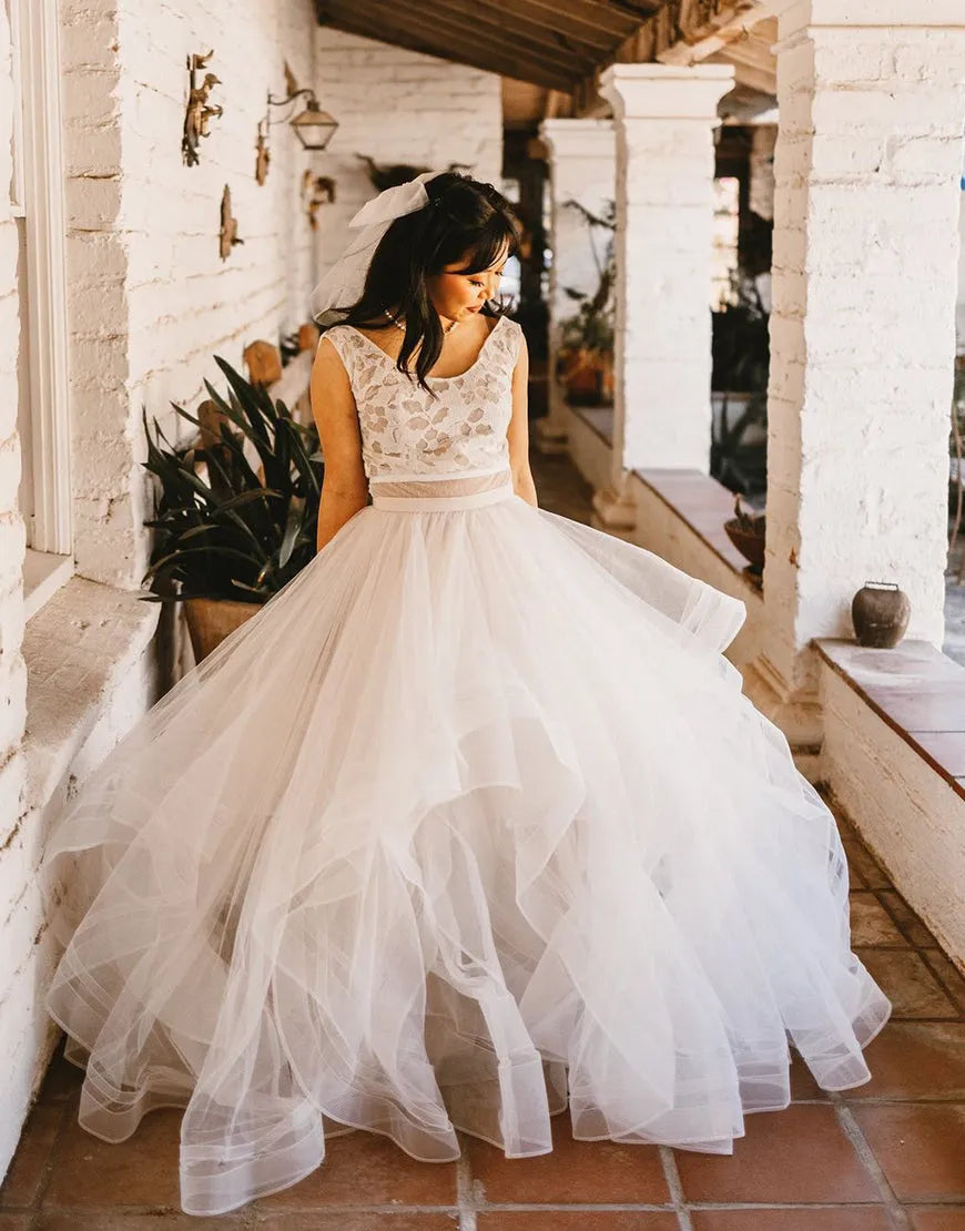 A-Line Tiered Sleeveless Wedding Dress