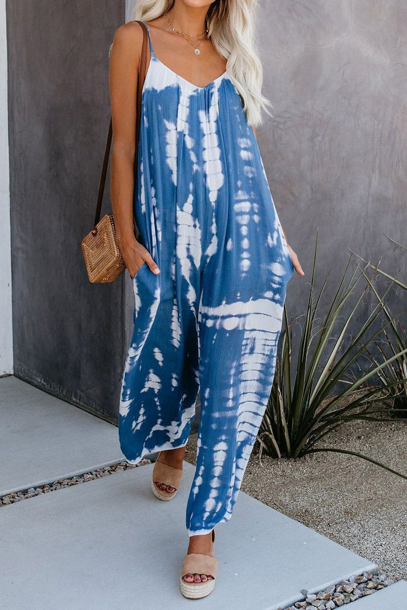 Fashion Sling Tie-dye Jumpsuit