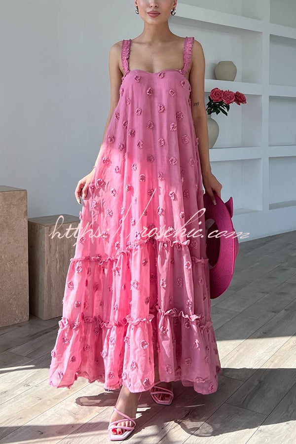 Pretty Lady Flower Decor A-line Layered Loose Maxi Dress - Fashionpara