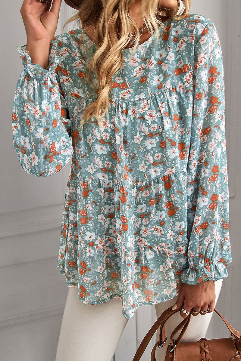 Round Neck Floral Loose Top