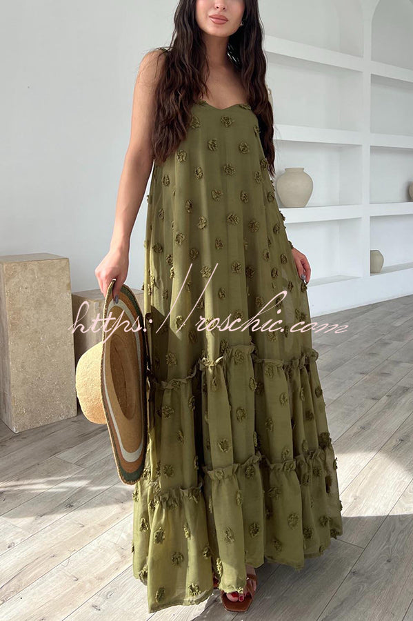 Pretty Lady Flower Decor A-line Layered Loose Maxi Dress - Fashionpara