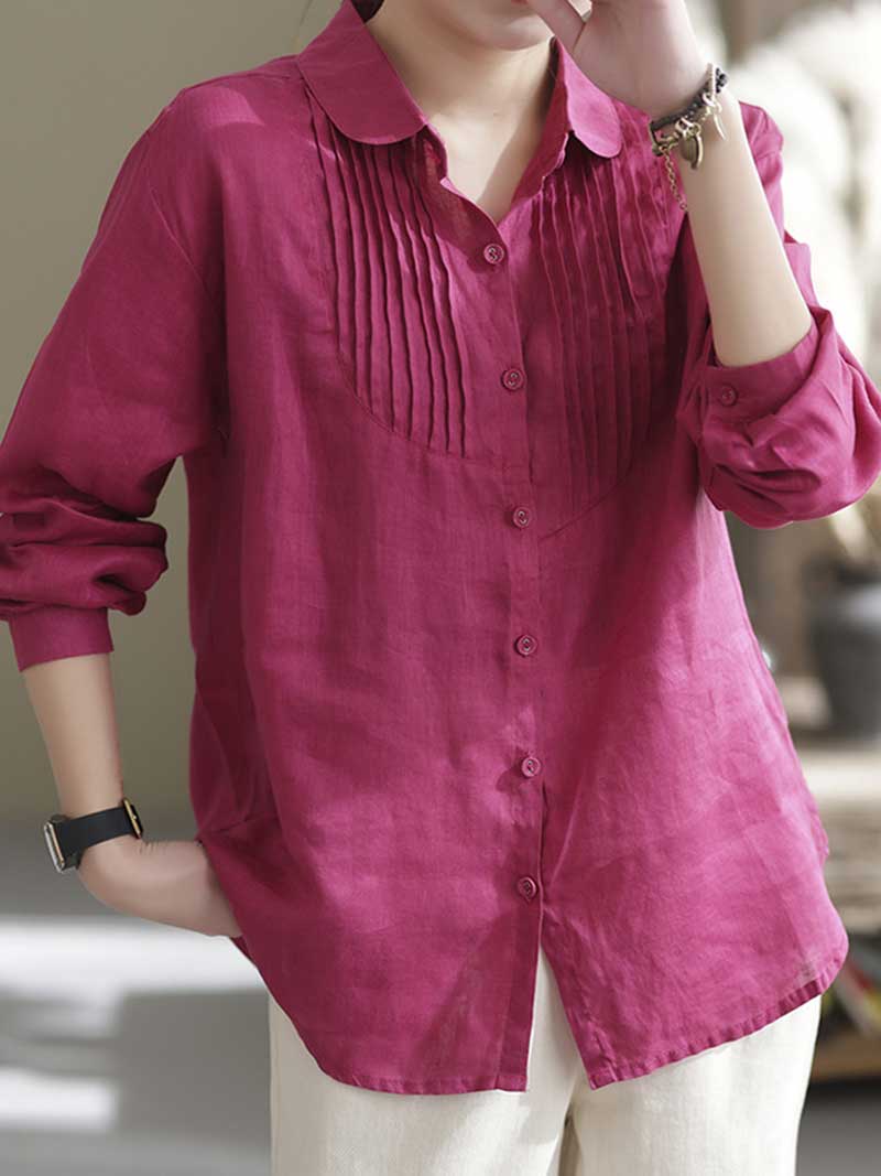 Give Me Reason Pleated Linen Shirt Top