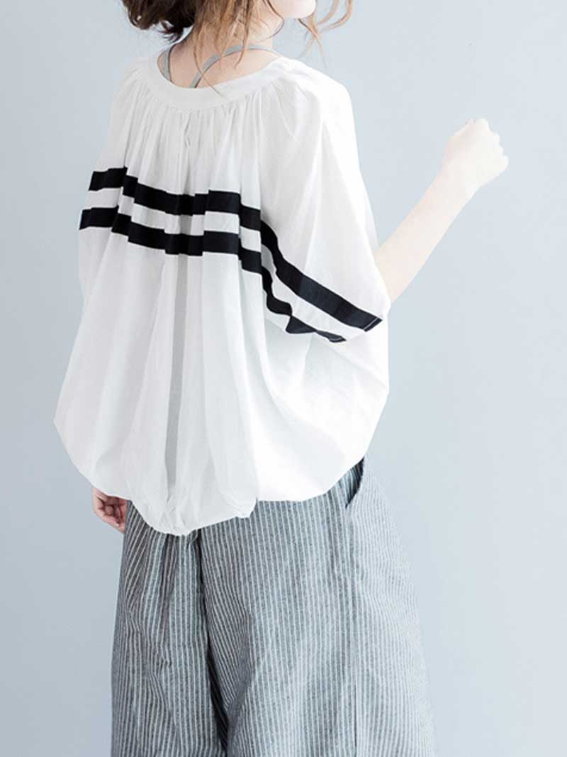 Mountain of Love Round-Neck Stripes Top