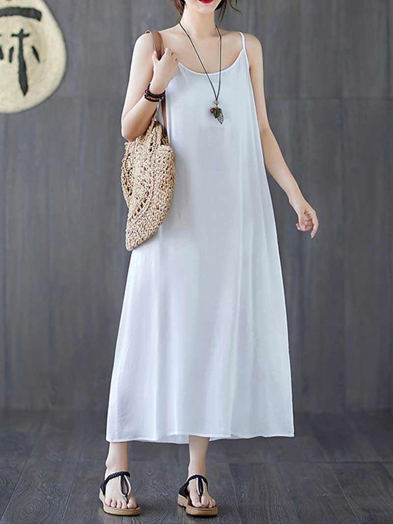 Plain Cotton Slip Dress - Fashionpara