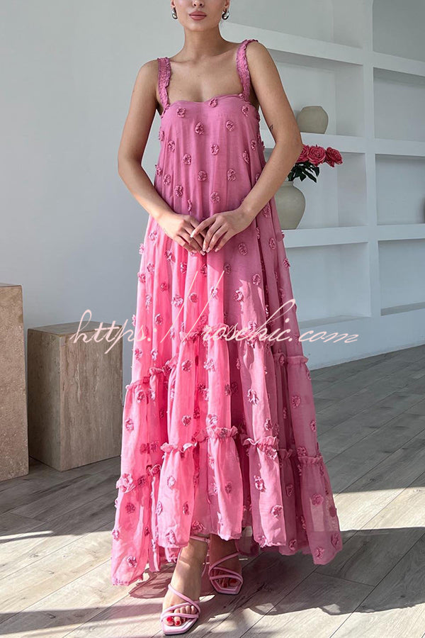 Pretty Lady Flower Decor A-line Layered Loose Maxi Dress - Fashionpara