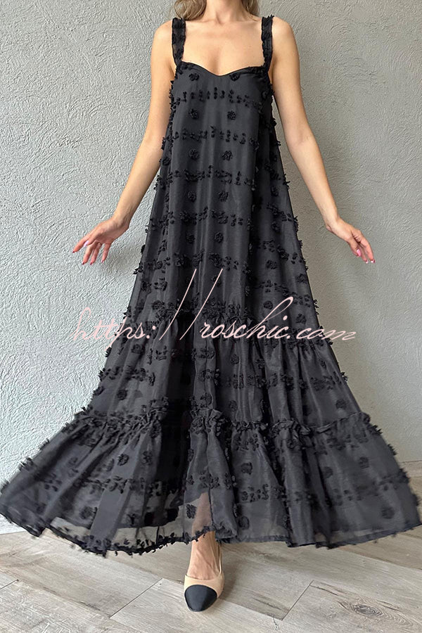 Pretty Lady Flower Decor A-line Layered Loose Maxi Dress - Fashionpara