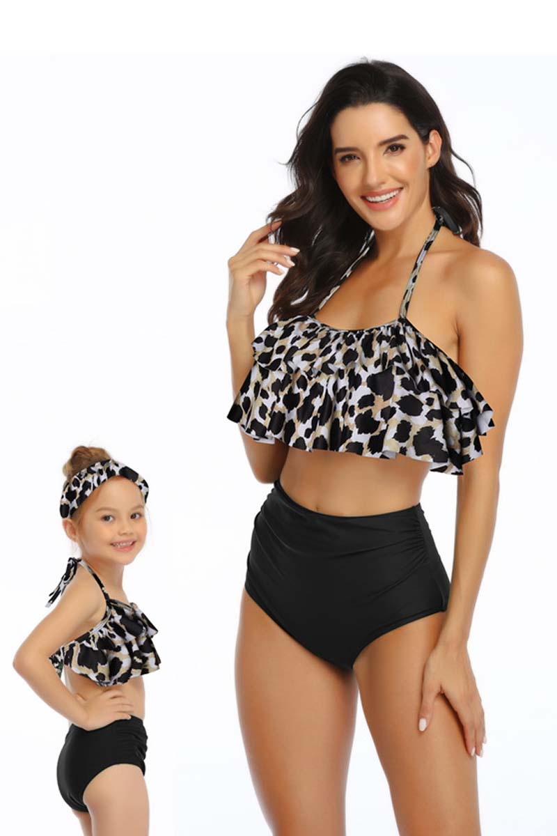 Ruffle Floral Print Parent-child Two Pieces Swimsuit