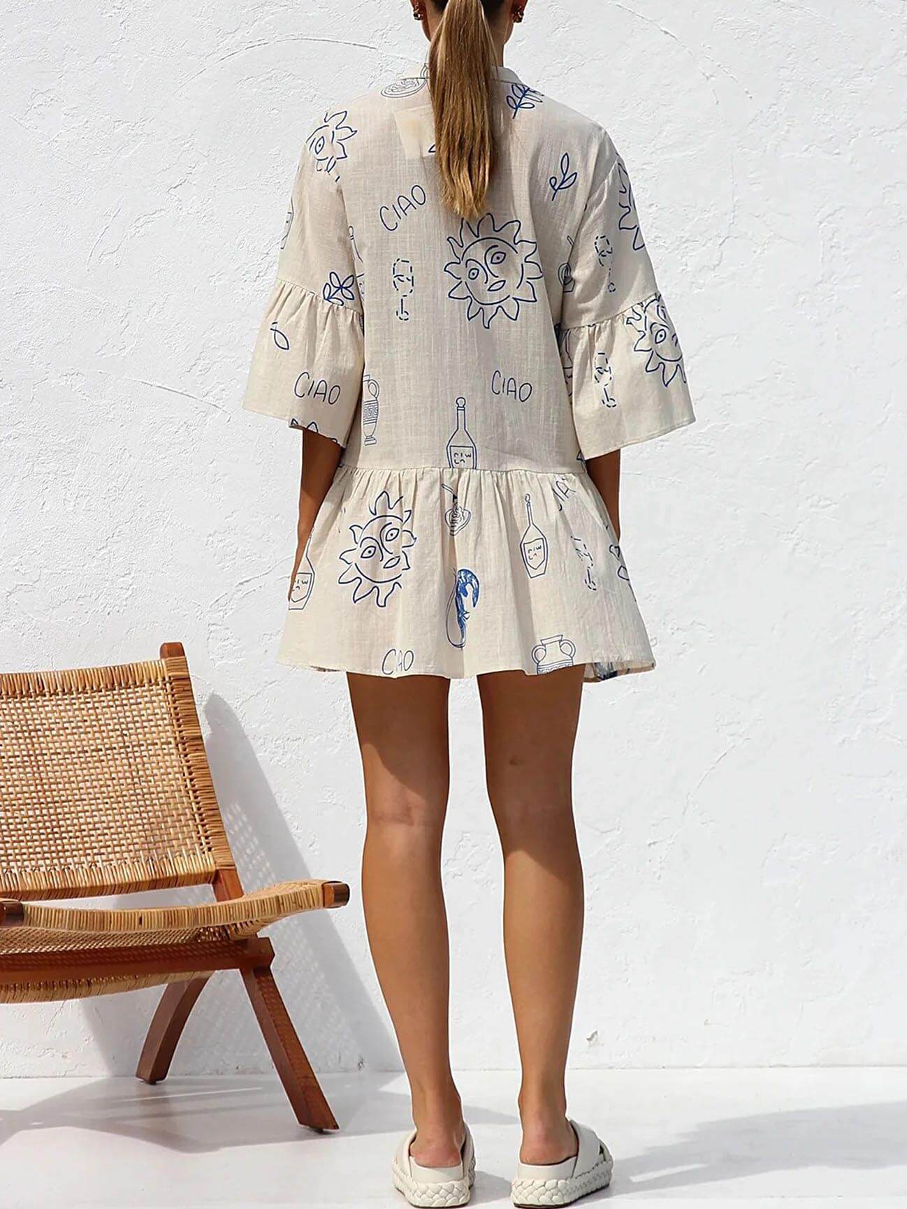 Ethnic Style Loose Shirt Short Dress - Fashionpara