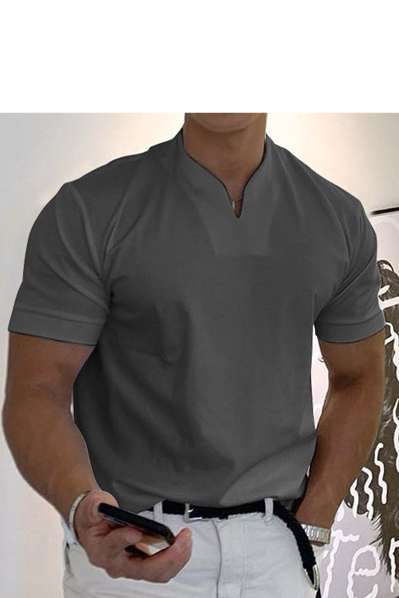 Men Gentlemans Business Short Sleeve Fitness T-Shirt