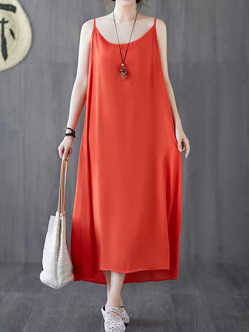 Plain Cotton Slip Dress - Fashionpara