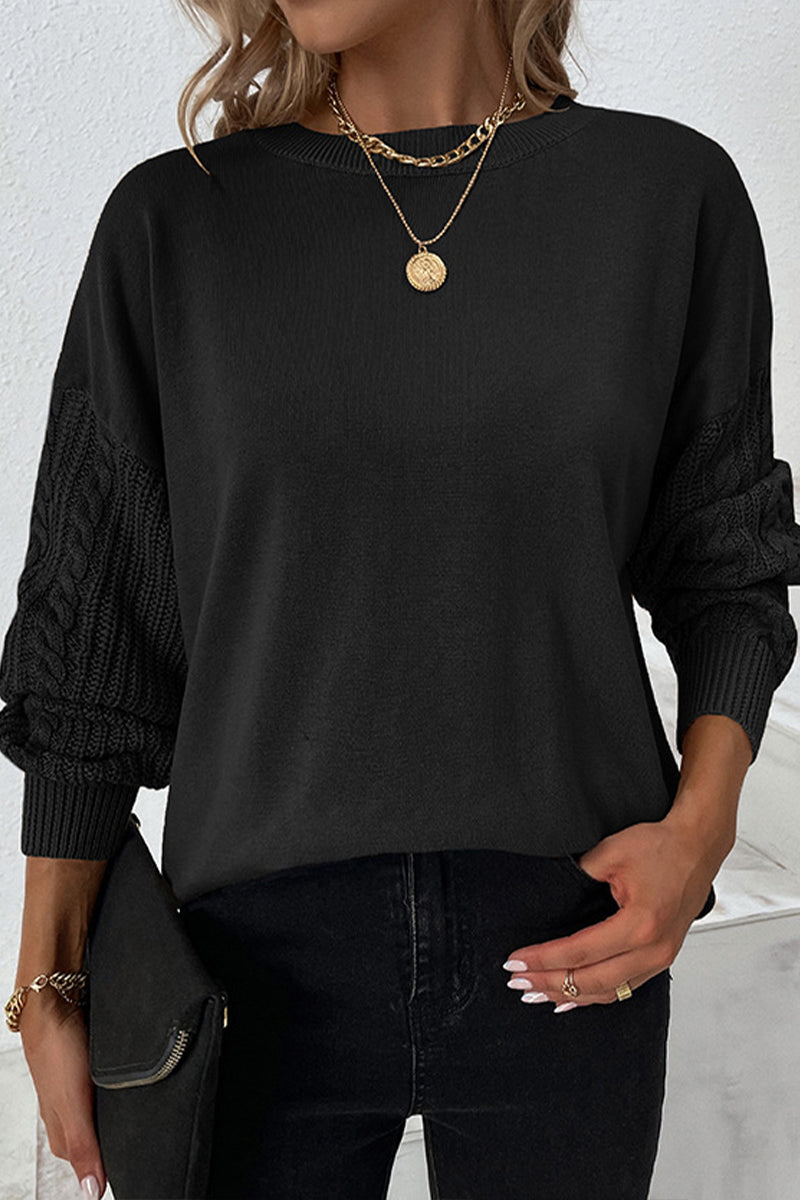 Round Neck Twist Balloon Sleeve Sweater