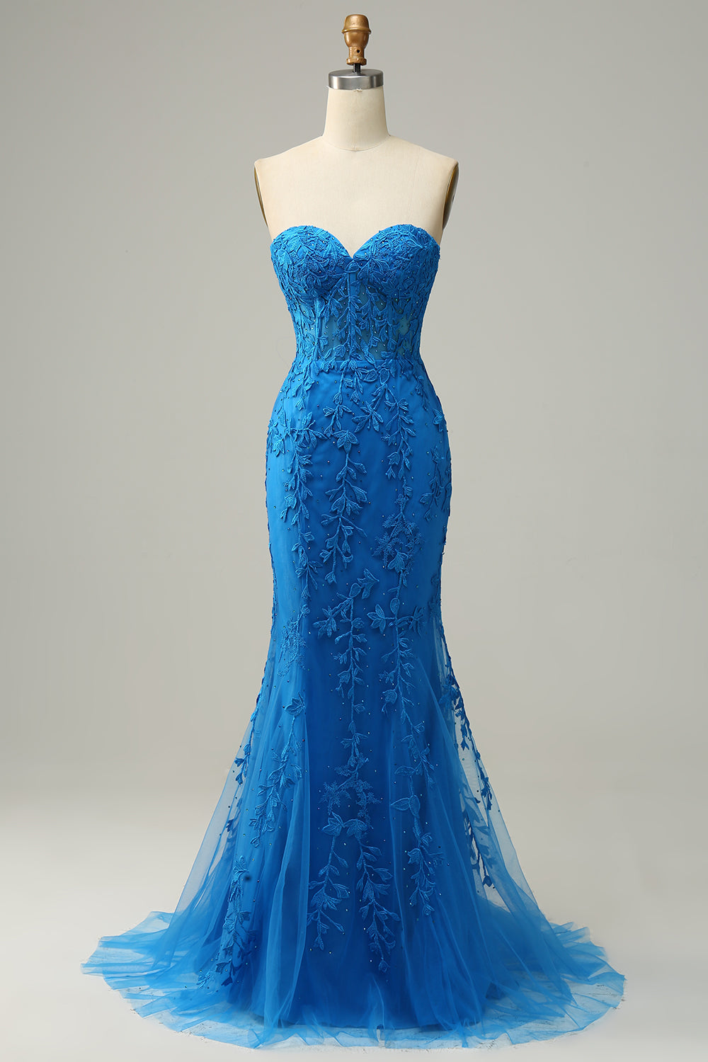 Mermaid Sweetheart Royal Blue Long Prom Dress with Criss Cross Back