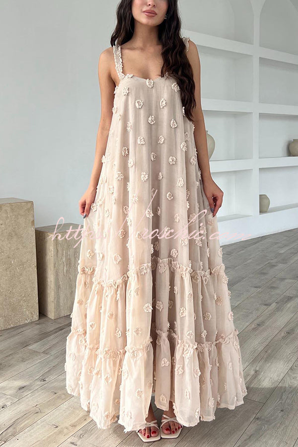 Pretty Lady Flower Decor A-line Layered Loose Maxi Dress - Fashionpara