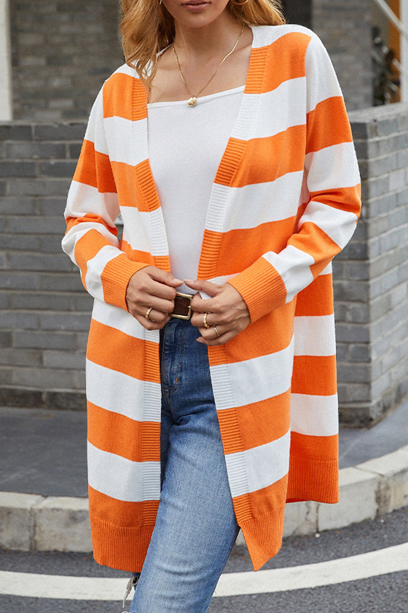 Colorblock Striped Knitted Cardigan