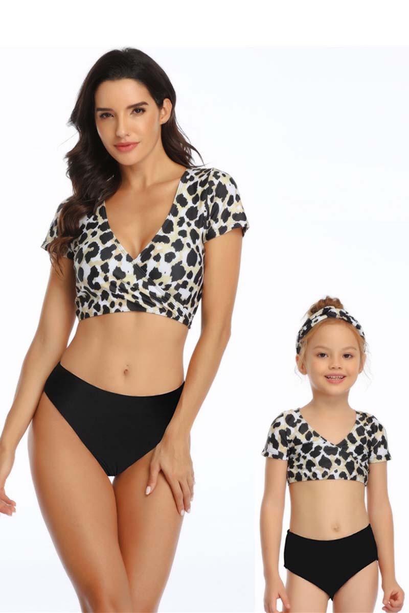 Leaf Print Parent-child Two Pieces Swimsuit