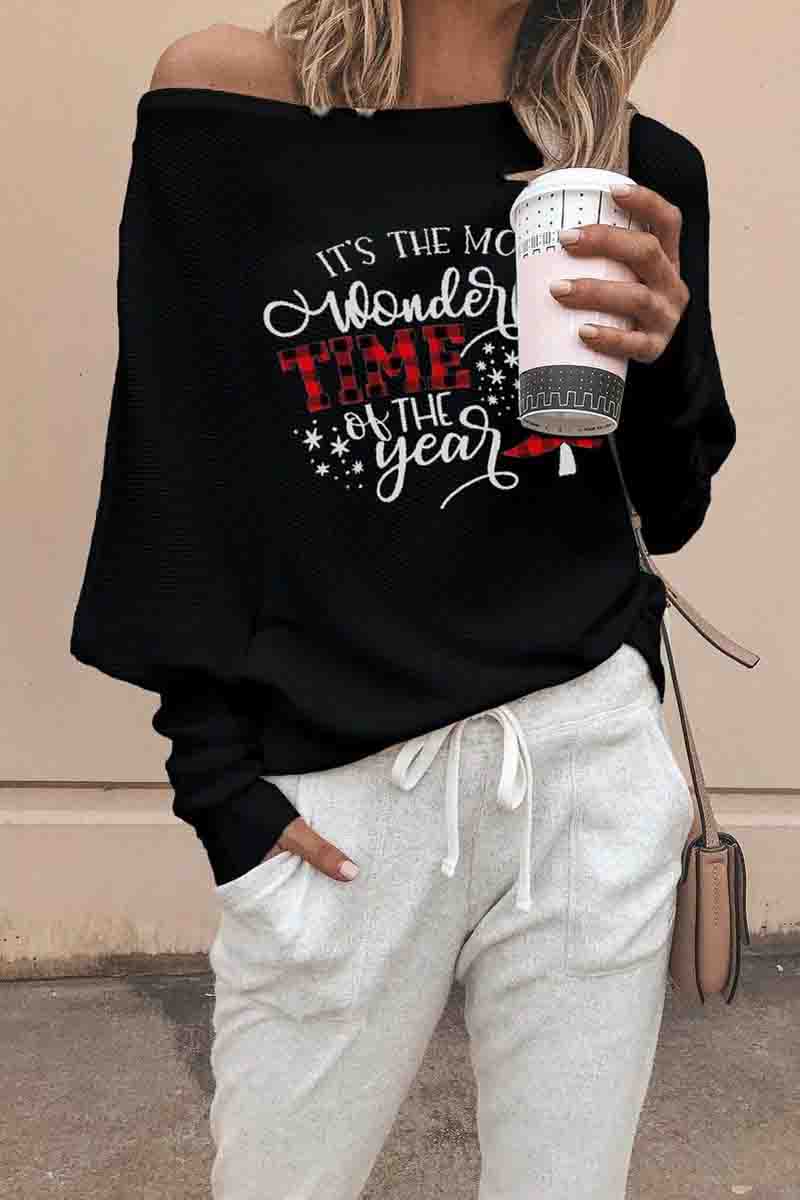 Most Wonderful Time Off The Shoulder Sweater (4Colors)