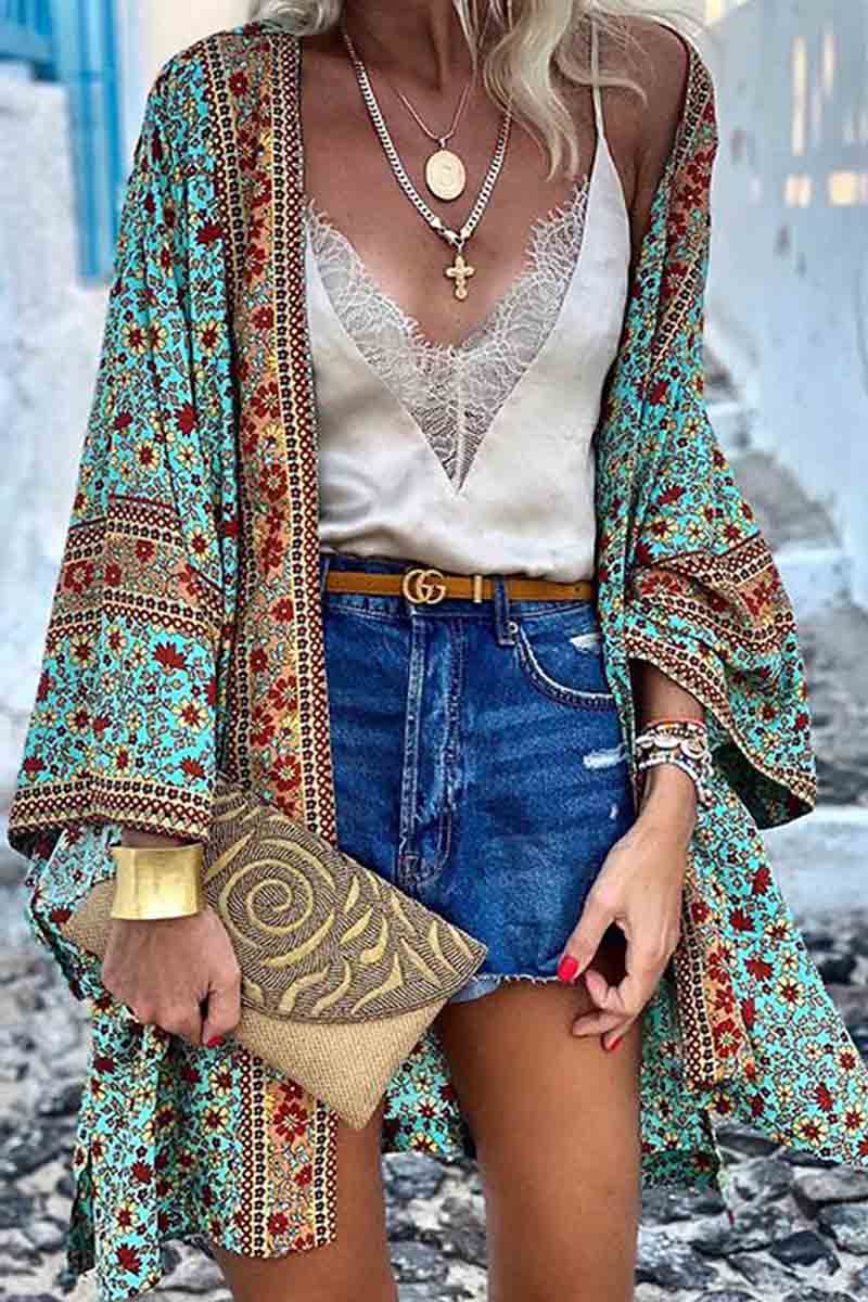 Boho Print Loose Cardigan