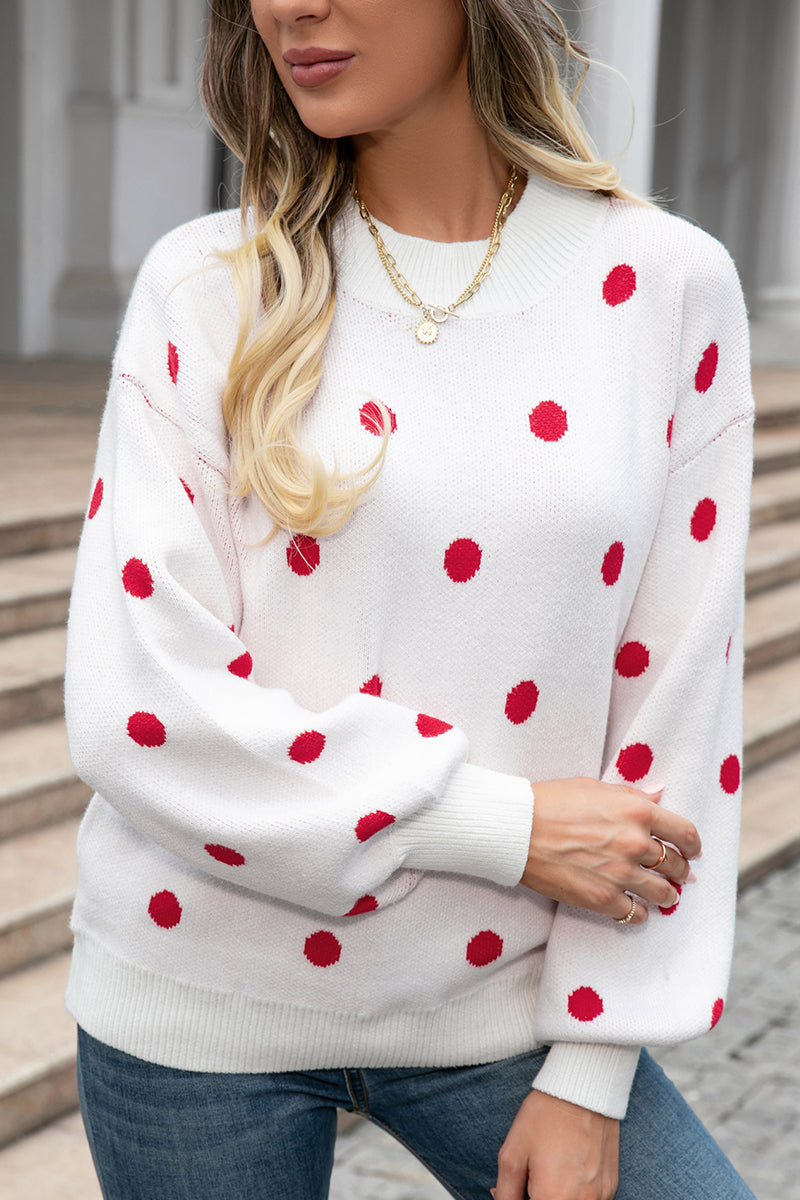 Polka Dot Knit Pullover Sweater