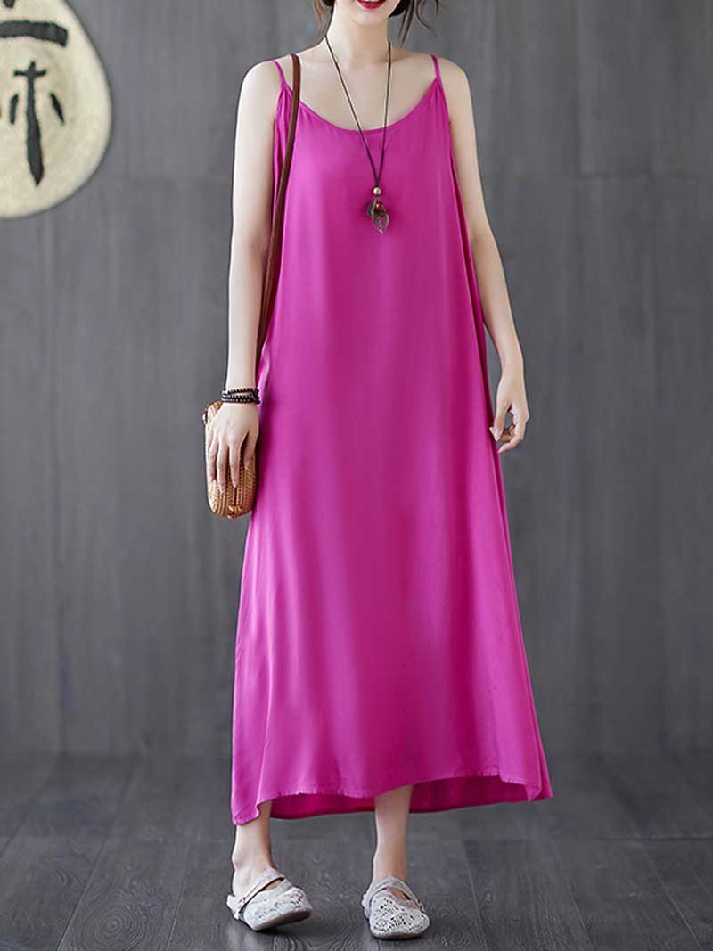 Plain Cotton Slip Dress - Fashionpara