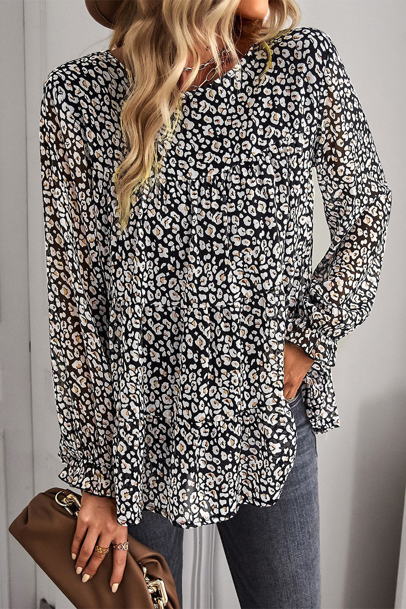 Round Neck Floral Loose Top