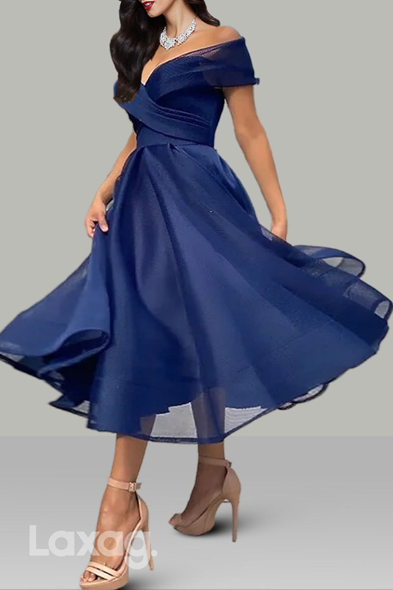 22507 - A-Line Off Shoulder Elegant Mother of the Bride Dress - Fashionpara