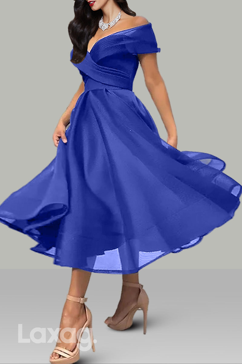 22507 - A-Line Off Shoulder Elegant Mother of the Bride Dress - Fashionpara