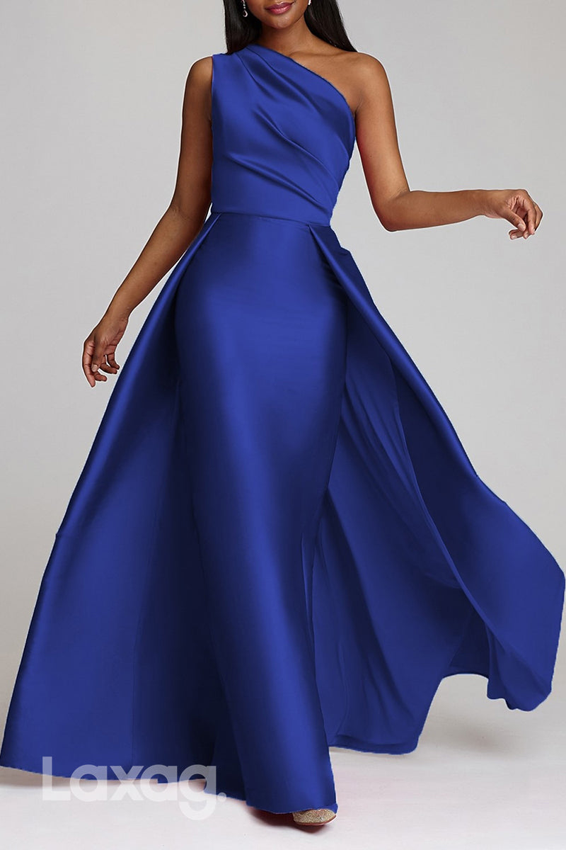 22512 - A-Line One Shoulder Sleek Satin Mother of the Bride Dress - Fashionpara