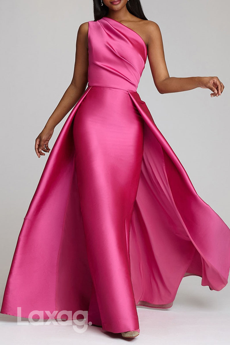 22512 - A-Line One Shoulder Sleek Satin Mother of the Bride Dress - Fashionpara