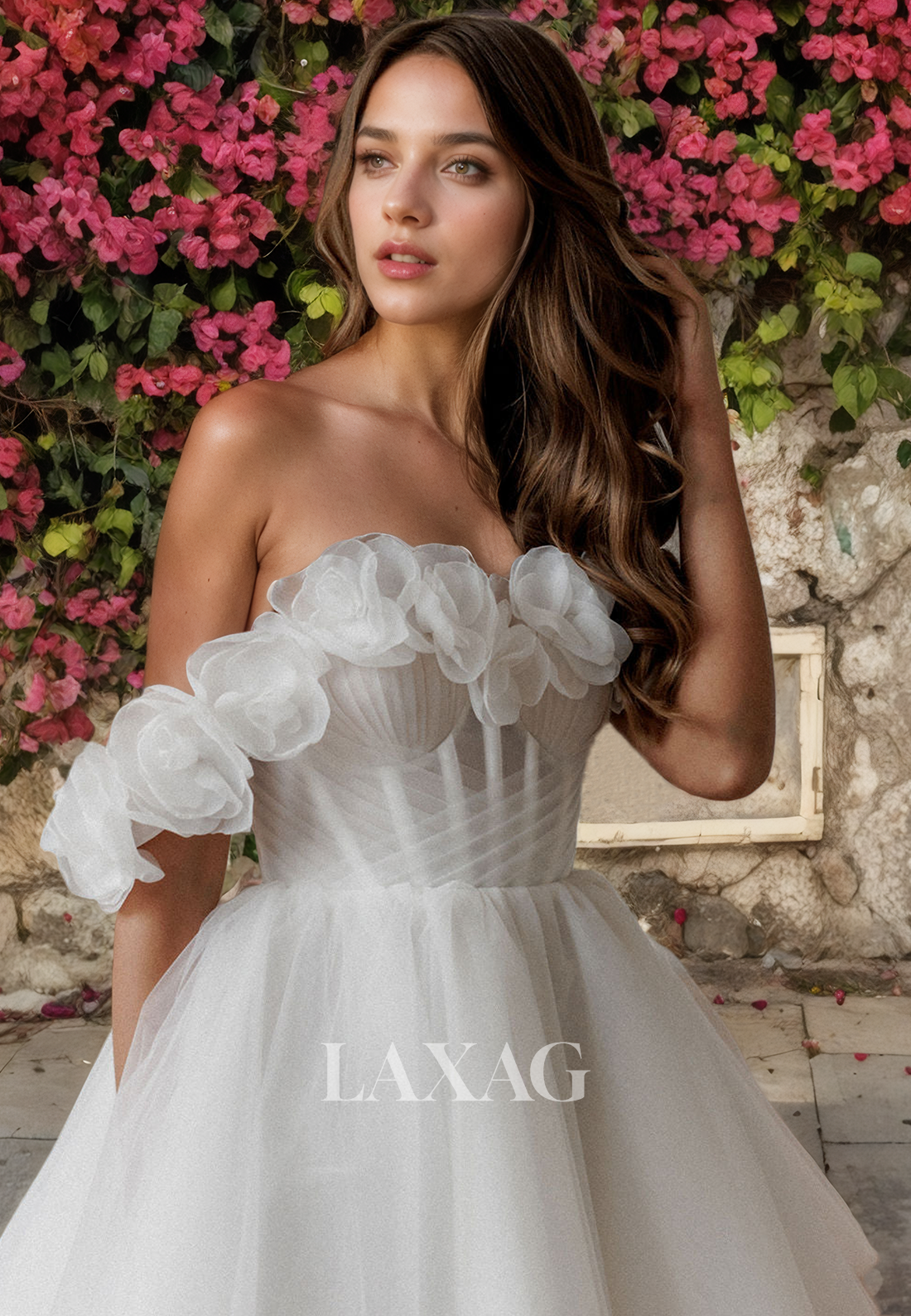 A-Linie Off Shoulder Tulle illsuion Elegant Short Wedding Dress - Fashionpara