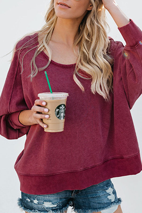 Scoop Backless Plus Size Sweatshirt