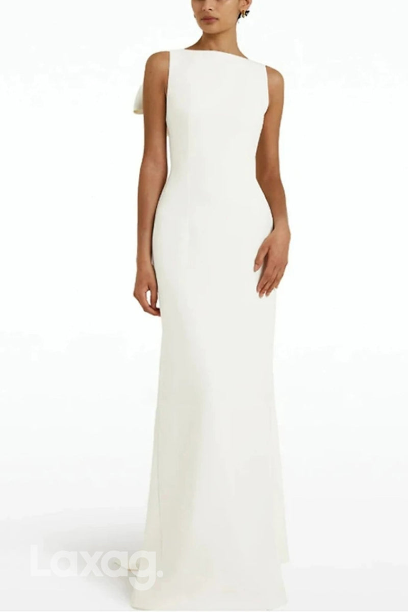 22511 - Bateau Sleek Satin Mermaid Mother of the Bride Dress with Train - Fashionpara