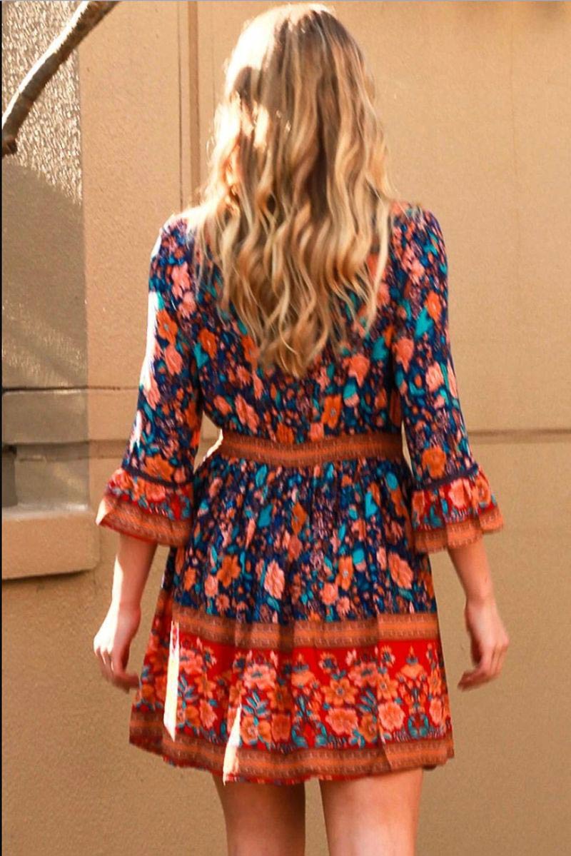 Boho Ruffles Printed Vacation Dress