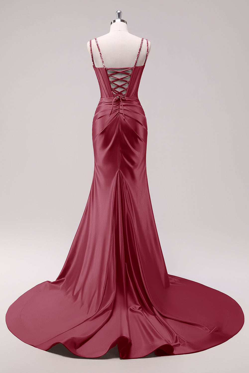 Mermaid Corset Sequined Long Fuchsia Prom Dress with Slit