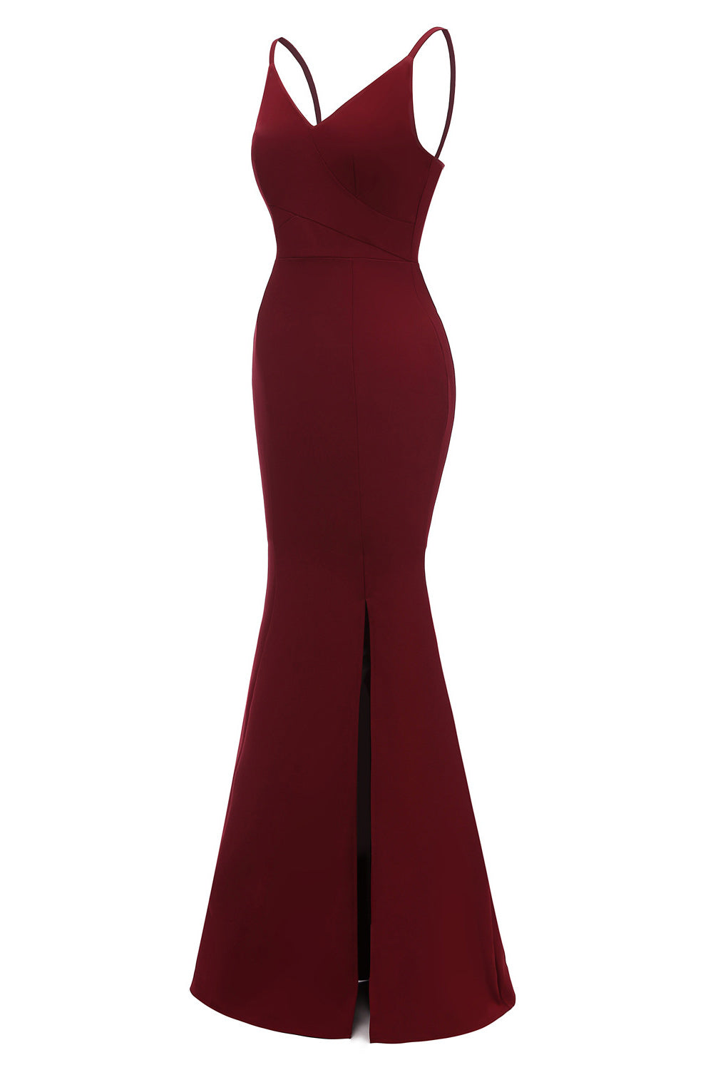 Burgundy Mermaid Spaghetti Straps Long Prom Dress